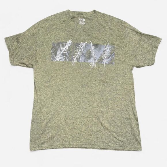 NWOT - Apt. 9 Heather Green Casual Cotton T-Shirt with Nature Graphic - Picture 1 of 6